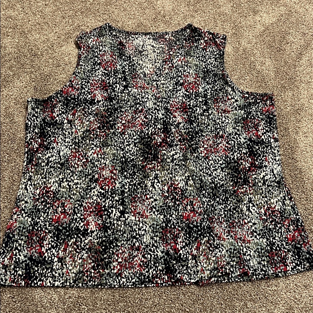 Croft & Barrow Navy, Pink, White, Greens Patterned Tank Top